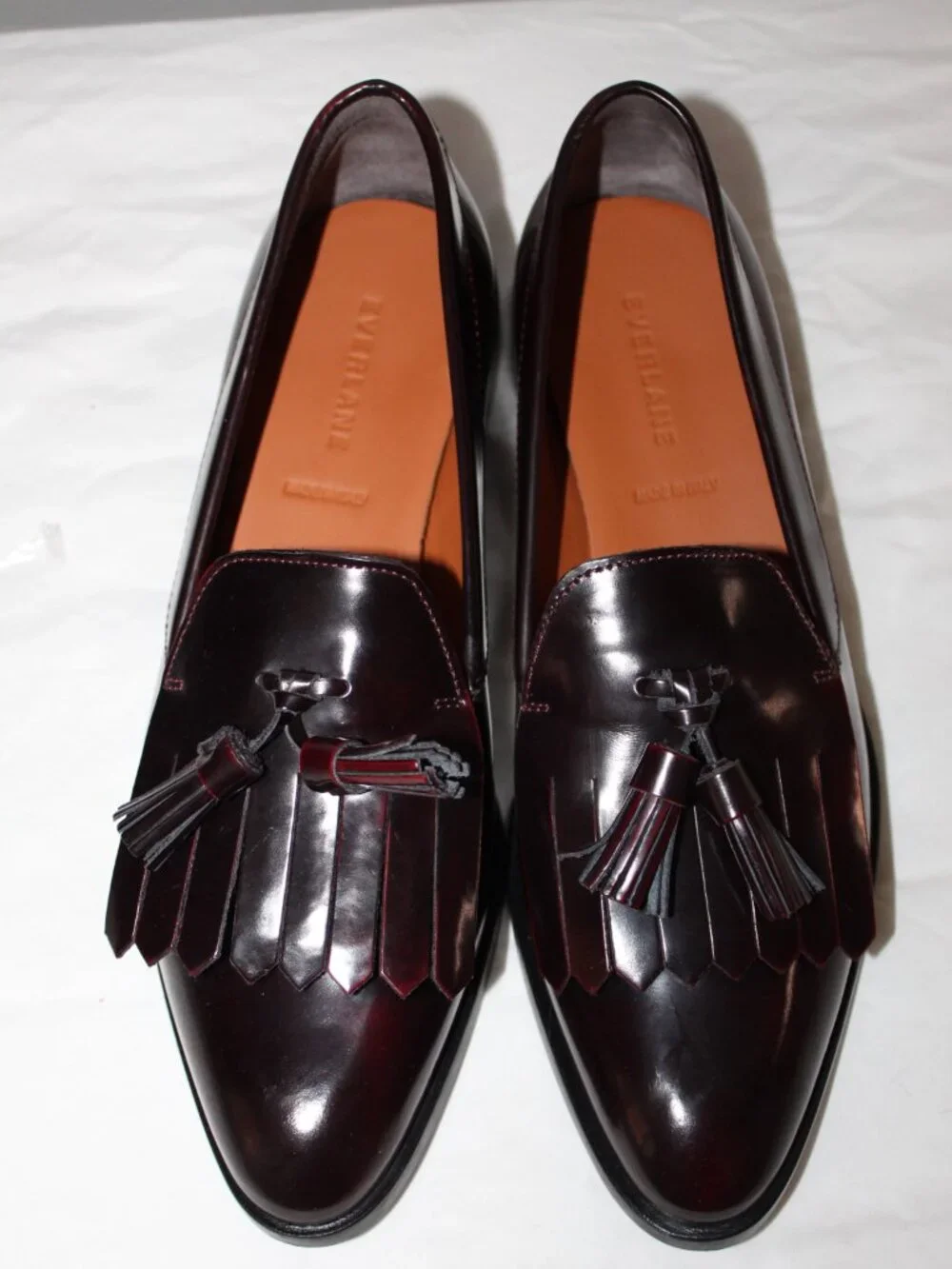 NWB Everlane Cordovan Tassel Fringe Loafers Flats Slip Ons Leather 9.5 - Picture 2 of 8
